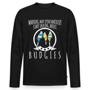 Budgerigar blague avec budgerigar - T-shirt manches longues Premium bio Homme - noir - Devant - Nico (187cm)