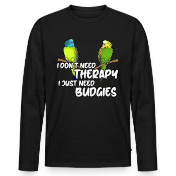 Budgerigar Thérapie Budgerigar - T-shirt manches longues Premium bio Homme - noir - Devant - Nico (187cm)