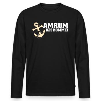 Amrum ich komme - Männer Premium Bio Langarmshirt - Schwarz - Vorne - Nico (187cm)