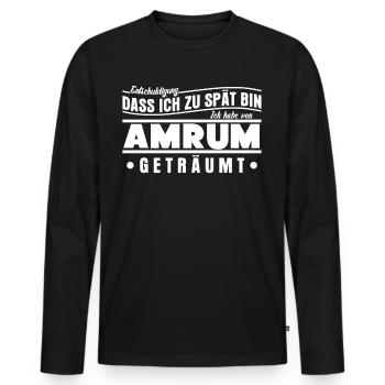 Amrum Nordsee Insel - Männer Premium Bio Langarmshirt - Schwarz - Vorne - Nico (187cm)