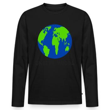 Klimaschutz Unsere Mudda Klimawandel - Männer Premium Bio Langarmshirt - Schwarz - Vorne - Nico (187cm)