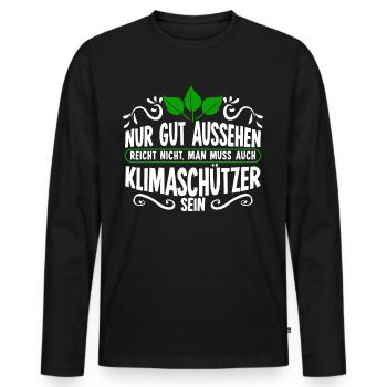 Klimaschutz Klimaschützer Klimawandel - Männer Premium Bio Langarmshirt - Schwarz - Vorne - Nico (187cm)