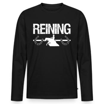 Reining Sliding Horse Westernreiten - Männer Premium Bio Langarmshirt - Schwarz - Vorne - Nico (187cm)