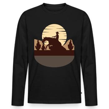 Reining Rider Équitation Western - T-shirt manches longues Premium bio Homme - noir - Devant - Nico (187cm)