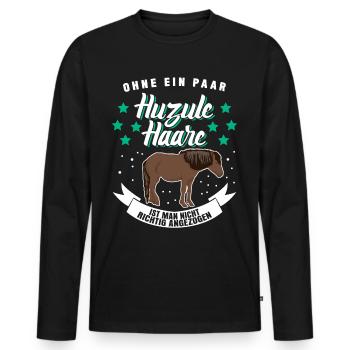 Huzule Reiter Pferd - Männer Premium Bio Langarmshirt - Schwarz - Vorne - Nico (187cm)