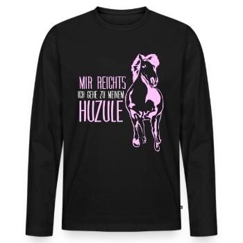 Huzule Spruch mit Pferd - Männer Premium Bio Langarmshirt - Schwarz - Vorne - Nico (187cm)