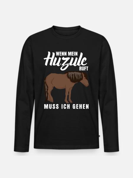 Huzule Witz mit Pferd für Reiter - Männer Premium Bio Langarmshirt - Schwarz