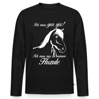 Huzule Reiter Pferd Reiten - Männer Premium Bio Langarmshirt - Schwarz - Vorne - Nico (187cm)