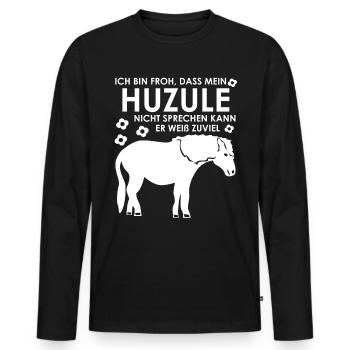 Huzule Spruch mit Pferd für Reiter - Männer Premium Bio Langarmshirt - Schwarz - Vorne - Nico (187cm)