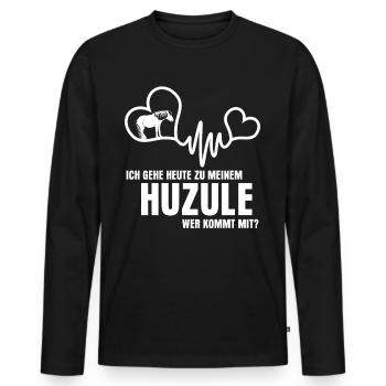 Huzule Reiter Pferd - Männer Premium Bio Langarmshirt - Schwarz - Vorne - Nico (187cm)