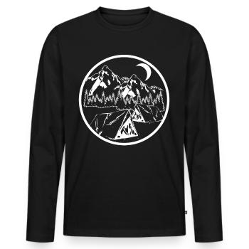 Outdoor Wandern Mond Wald Camping - Männer Premium Bio Langarmshirt - Schwarz - Vorne - Nico (187cm)