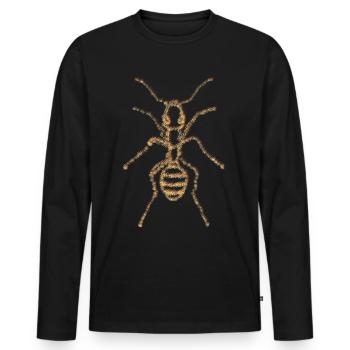 Fourmis Rétro Insecte Fourmi - T-shirt manches longues Premium bio Homme - noir - Devant - Nico (187cm)
