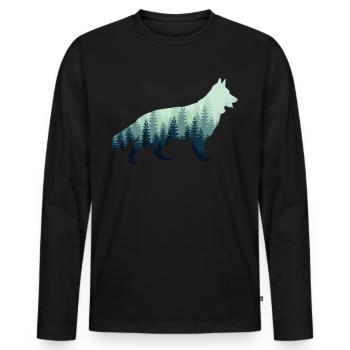 White Shepherd Forest Shepherd Dogs - Men's Premium Organic Long Sleeve Shirt - black - Front - Nico (187cm)