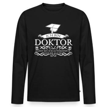 Doktortitel Promotion Doktorarbeit - Männer Premium Bio Langarmshirt - Schwarz - Vorne - Nico (187cm)