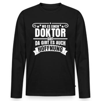 Doktortitel Doktorarbeit Promotion - Männer Premium Bio Langarmshirt - Schwarz - Vorne - Nico (187cm)