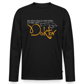 Doktortitel Doktorprüfung Doktorarbeit - Männer Premium Bio Langarmshirt - Schwarz - Vorne - Nico (187cm)