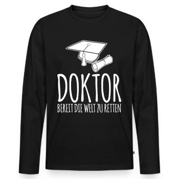 Doktortitel Doktorhut Doktorarbeit - Männer Premium Bio Langarmshirt - Schwarz - Vorne - Nico (187cm)