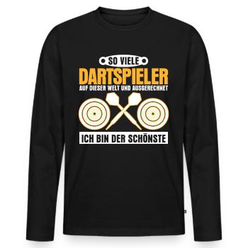 Darts Dartpfeil Dartscheibe Dartspieler - Männer Premium Bio Langarmshirt - Schwarz - Vorne - Nico (187cm)