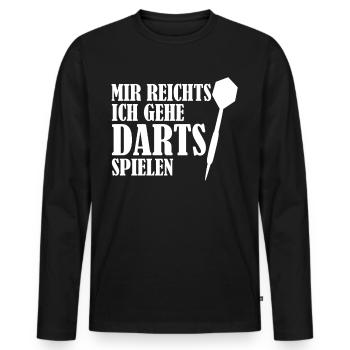 Darts Dartpfeil Dartscheibe Dartspieler - Männer Premium Bio Langarmshirt - Schwarz - Vorne - Nico (187cm)