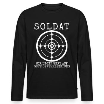 Panzergrenadier Feldjäger Witz Soldat - Männer Premium Bio Langarmshirt - Schwarz - Vorne - Nico (187cm)