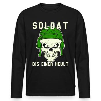 Feldjäger Soldat Panzergrenadier - Männer Premium Bio Langarmshirt - Schwarz - Vorne - Nico (187cm)