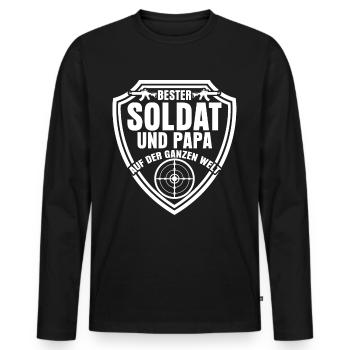Feldjäger Papa Vater Panzergrenadier - Männer Premium Bio Langarmshirt - Schwarz - Vorne - Nico (187cm)