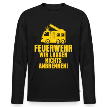 Brigade de pompiers volontaires pour les jeunes - T-shirt manches longues Premium bio Homme - noir - Devant - Nico (187cm)