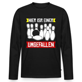 Kegeln Bowling Kegler Kegelverein - Männer Premium Bio Langarmshirt - Schwarz - Vorne - Nico (187cm)