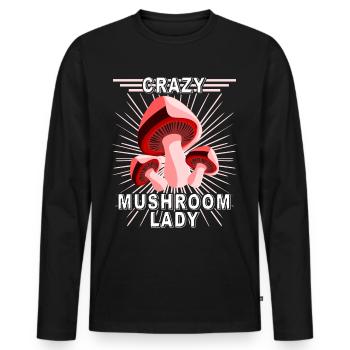 Mushroom Picker Mushroom Lady Mushroom Finder - Men's Premium Organic Long Sleeve Shirt - black - Front - Nico (187cm)