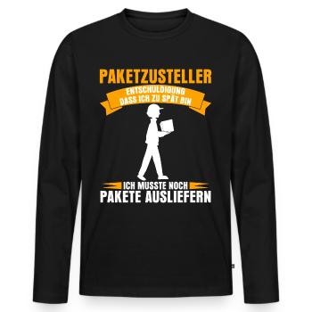 Paketzusteller Postbote Spruch Paketbote - Männer Premium Bio Langarmshirt - Schwarz - Vorne - Nico (187cm)