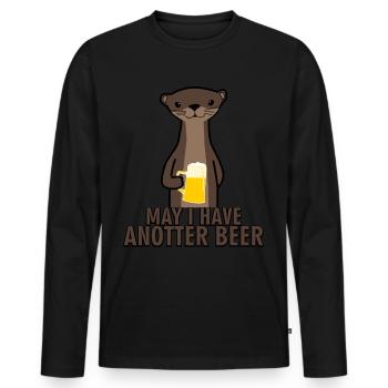 Otter May I have Anotter Beer - Men's Premium Organic Long Sleeve Shirt - black - Front - Nico (187cm)