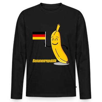 Deutschland Flagge Bananenrepublik - Männer Premium Bio Langarmshirt - Schwarz - Vorne - Nico (187cm)