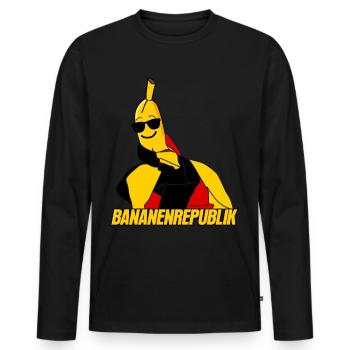 Deutschland Banane Bananenrepublik - Männer Premium Bio Langarmshirt - Schwarz - Vorne - Nico (187cm)