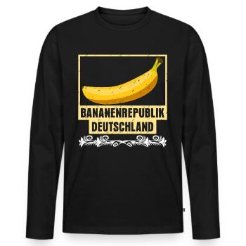 Bananenrepublik Banane Deutschland - Männer Premium Bio Langarmshirt - Schwarz - Vorne - Nico (187cm)