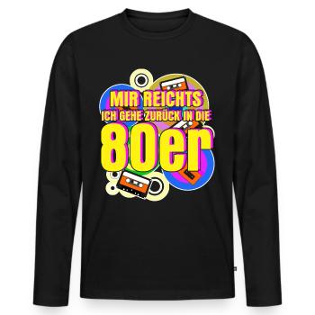 80er Jahre Retro 80s - Männer Premium Bio Langarmshirt - Schwarz - Vorne - Nico (187cm)