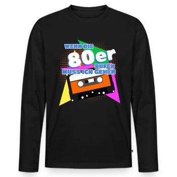 80s Disco 1980 80er Jahre - Männer Premium Bio Langarmshirt - Schwarz - Vorne - Nico (187cm)