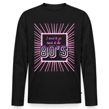80s Disco Party 80s 1980 - Men's Premium Organic Long Sleeve Shirt - black - Front - Nico (187cm)