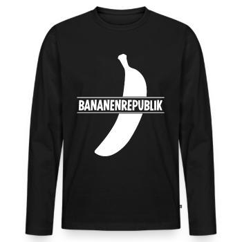 Bananen Bananenrepublik Banane - Männer Premium Bio Langarmshirt - Schwarz - Vorne - Nico (187cm)