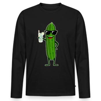 Gurke mit Cocktail Gurken - Männer Premium Bio Langarmshirt - Schwarz - Vorne - Nico (187cm)