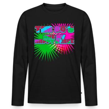 Années 80 1980 Rétro années 80 - T-shirt manches longues Premium bio Homme - noir - Devant - Nico (187cm)