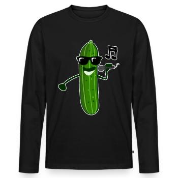 Gurke singt Sänger Gurken - Männer Premium Bio Langarmshirt - Schwarz - Vorne - Nico (187cm)