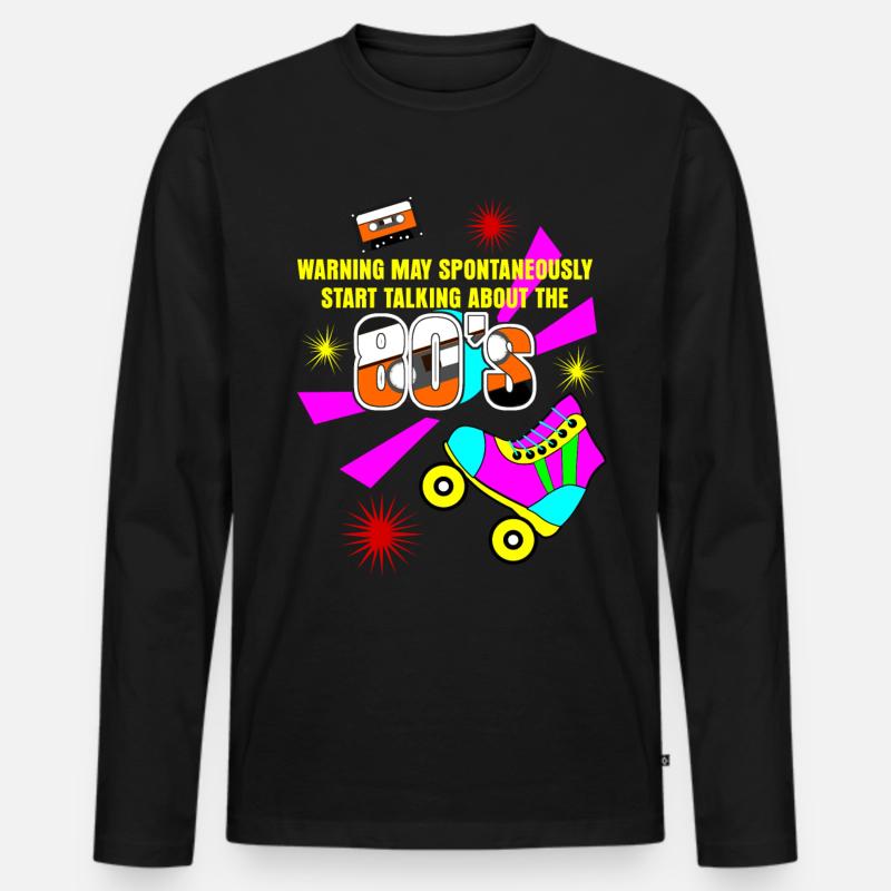 80er Rollschuhe 80th - Männer Premium Bio Langarmshirt - Schwarz