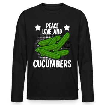 Concombres Concombres Concombre - T-shirt manches longues Premium bio Homme - noir - Devant - Nico (187cm)