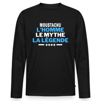 MOUSTACHU l'homme le mythe la légende - humour - T-shirt manches longues Premium bio Homme - noir - Devant - Nico (187cm)