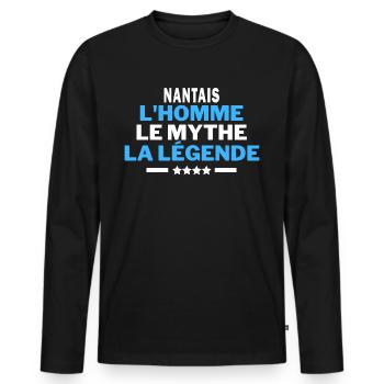 NANTAIS l'homme le mythe la légende - humour - T-shirt manches longues Premium bio Homme - noir - Devant - Nico (187cm)