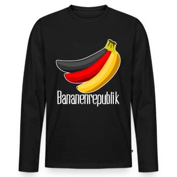 Bananenrepublik Deutschland Flagge - Männer Premium Bio Langarmshirt - Schwarz - Vorne - Nico (187cm)