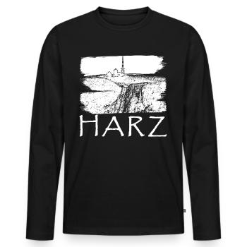 Harz Harzer Brockenbahn Brocken - Männer Premium Bio Langarmshirt - Schwarz - Vorne - Nico (187cm)