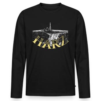 Harz Harz hiking holiday Brocken - Men's Premium Organic Long Sleeve Shirt - black - Front - Nico (187cm)