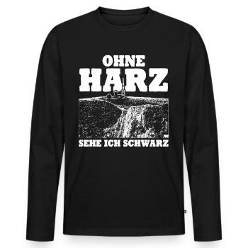 Harz Torfhaus Wanderung Harzer Brocken - Männer Premium Bio Langarmshirt - Schwarz - Vorne - Nico (187cm)