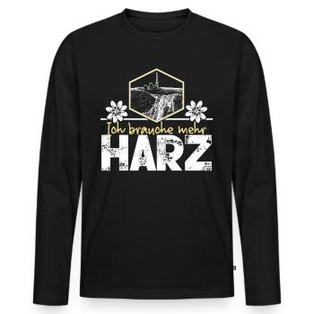 Harz Urlaub Harzer Brocken - Männer Premium Bio Langarmshirt - Schwarz - Vorne - Nico (187cm)